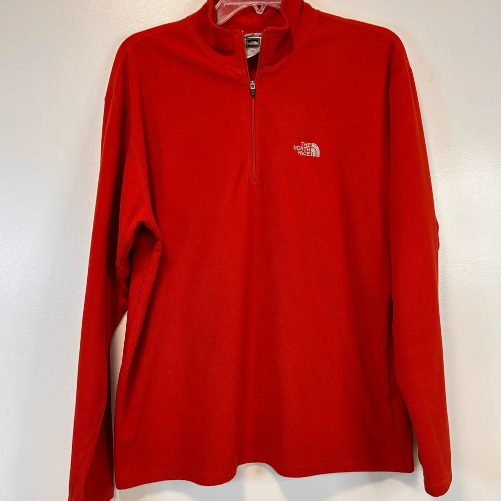 The North Face Men's TKA 100 Fleece Aldo‎ 1/4-Zip Pullover Reddish Orange Medium